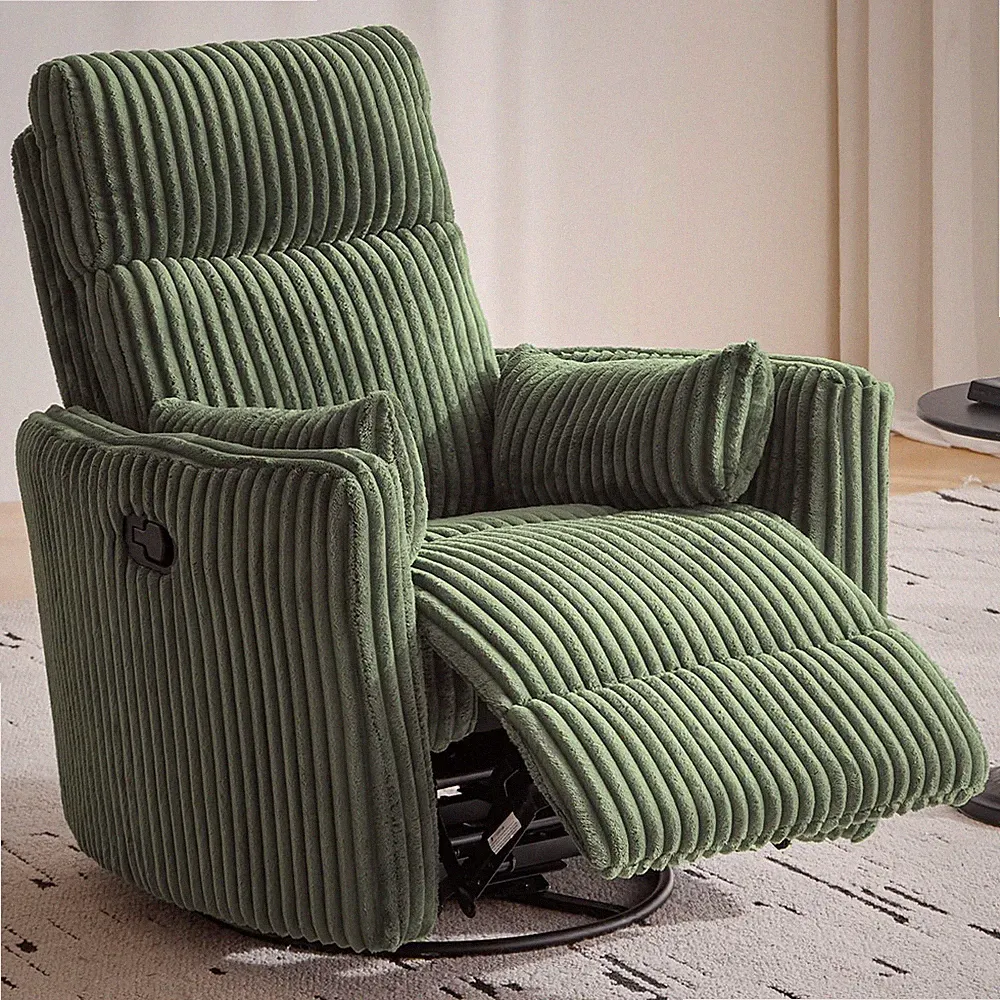 360° Swivel Recliner Chair with Pillows - Comfy Nursery Rocker (Green)
