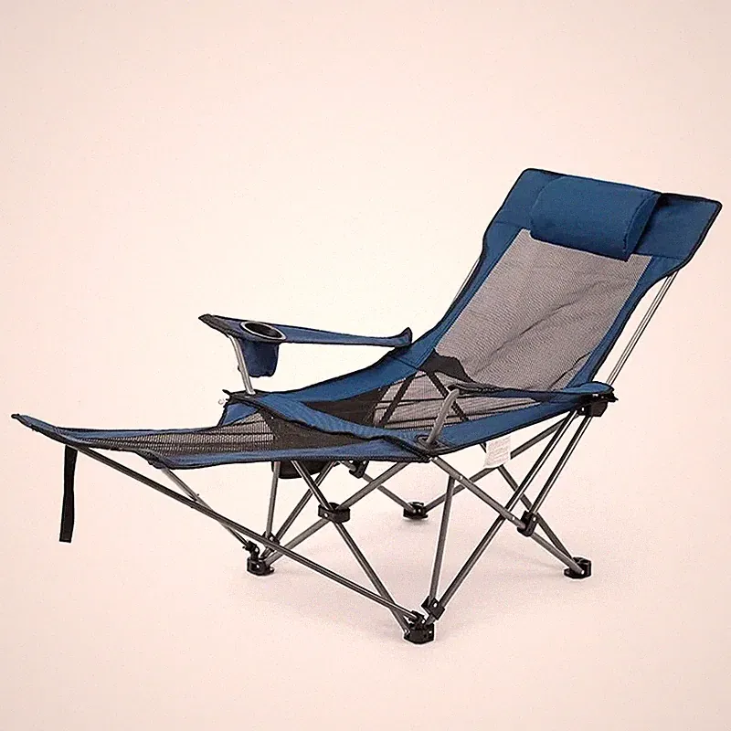 Camping Lounge Chair, Portable Reclining Camping Chair, Folding Camping Chair wi