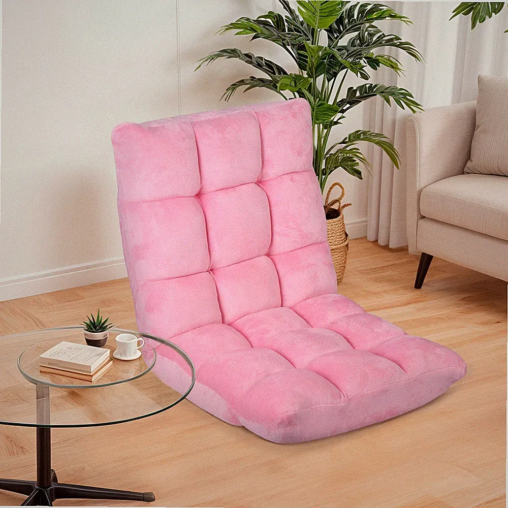 Floor Gaming Chair Adjustable 14-Position Sleeper Bed Couch Recliner Pink