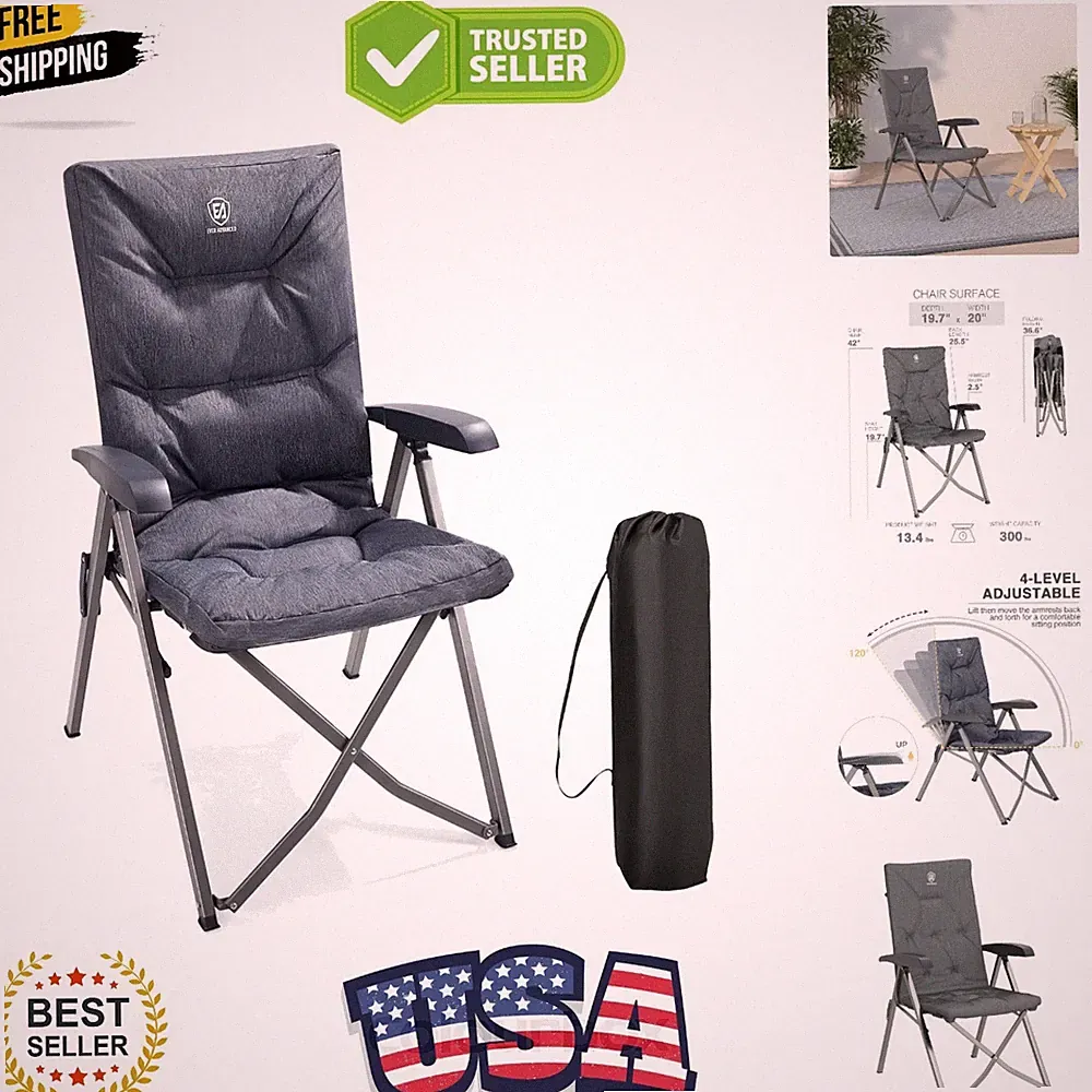 Folding Camping Recliner Chair with Fully Padded Support – Portable Comfort
