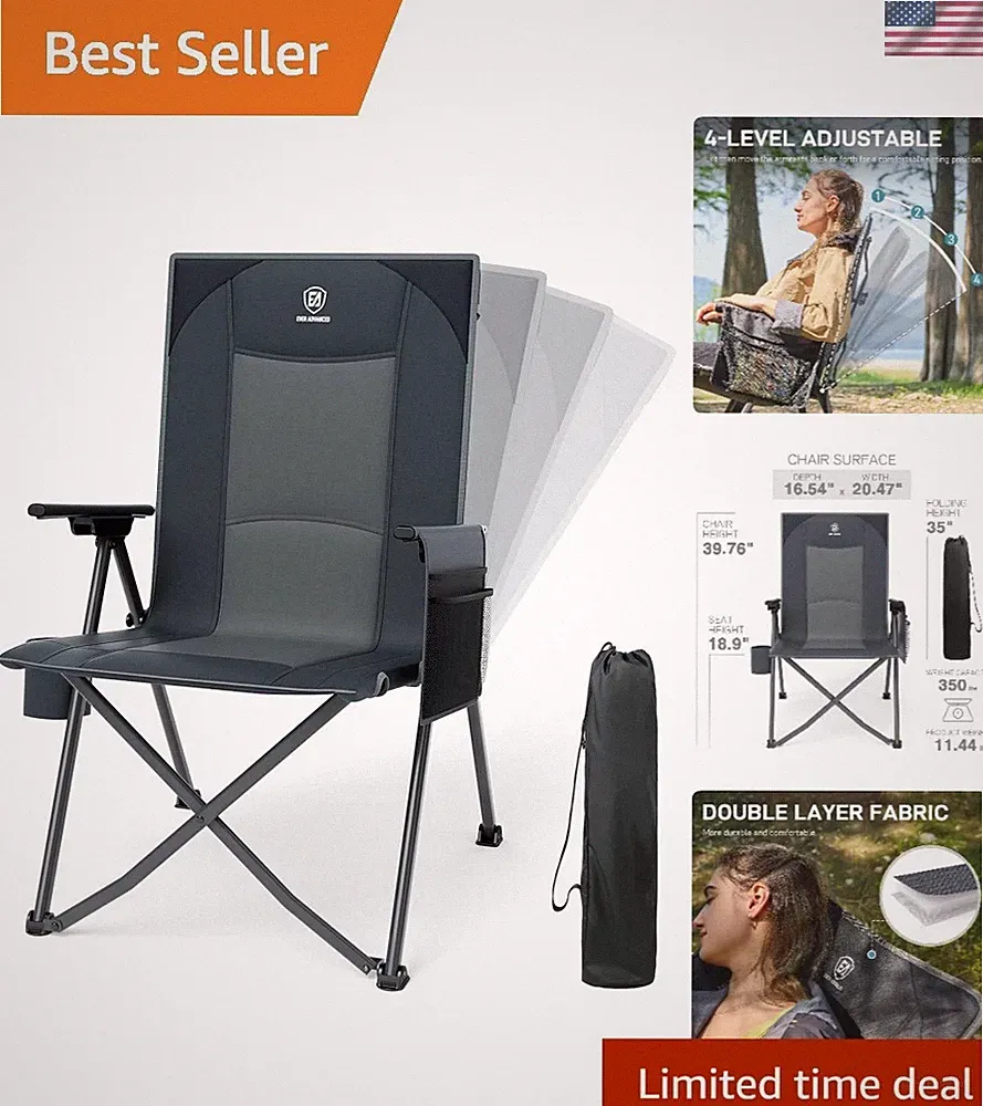 Lightweight Reclining Camping Chair with 4 Adjustable Positions - Supports 35...