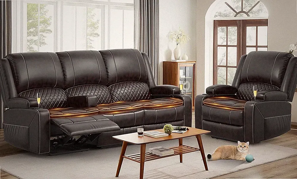 Luxurious 3-Seater Recliner Sofa Set with Oversized Chair & Console