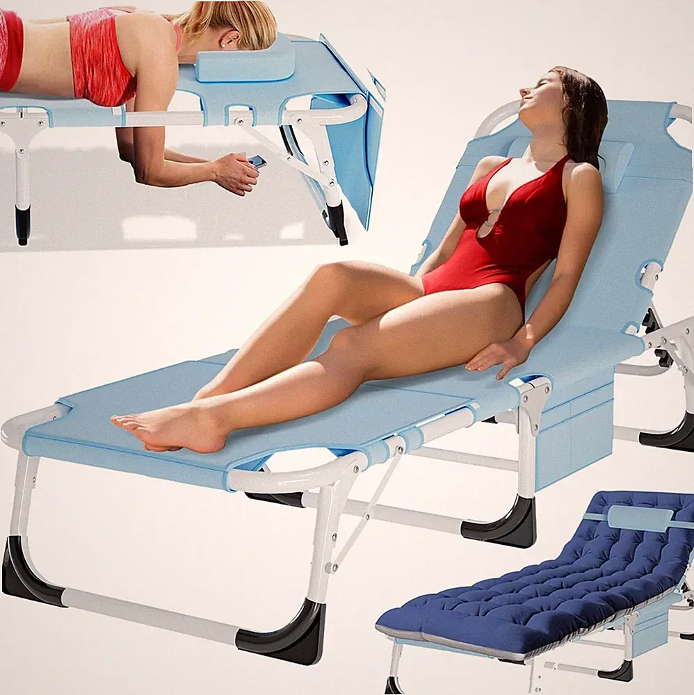 MOPHOTO Tanning Lounge Chair 5-Position Outdoor Sunbathing Chairs Folding Chaise