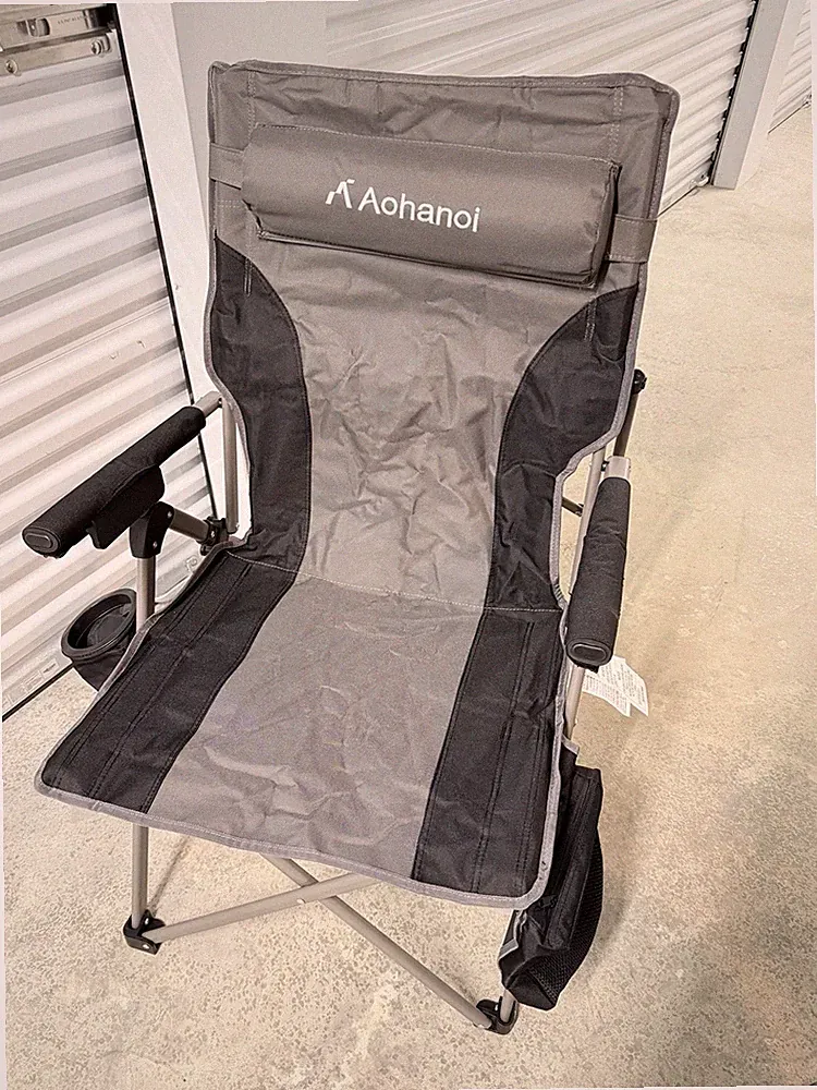 New CAMPING CHAIR, Heavy Duty with ADJUSTABLE RECLINING BACKREST GREY