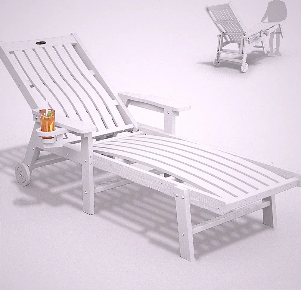 Patio Chaise Lounge Chair, Oversized Lounge Chair Outdoor with 5 Positions, HDPE