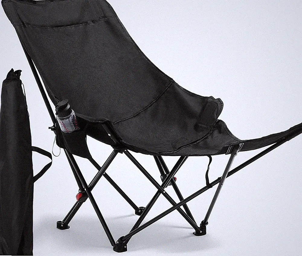 Portable Reclining Camping Chair with Footrest, 4-Position Backrest, 330Lbs Capa